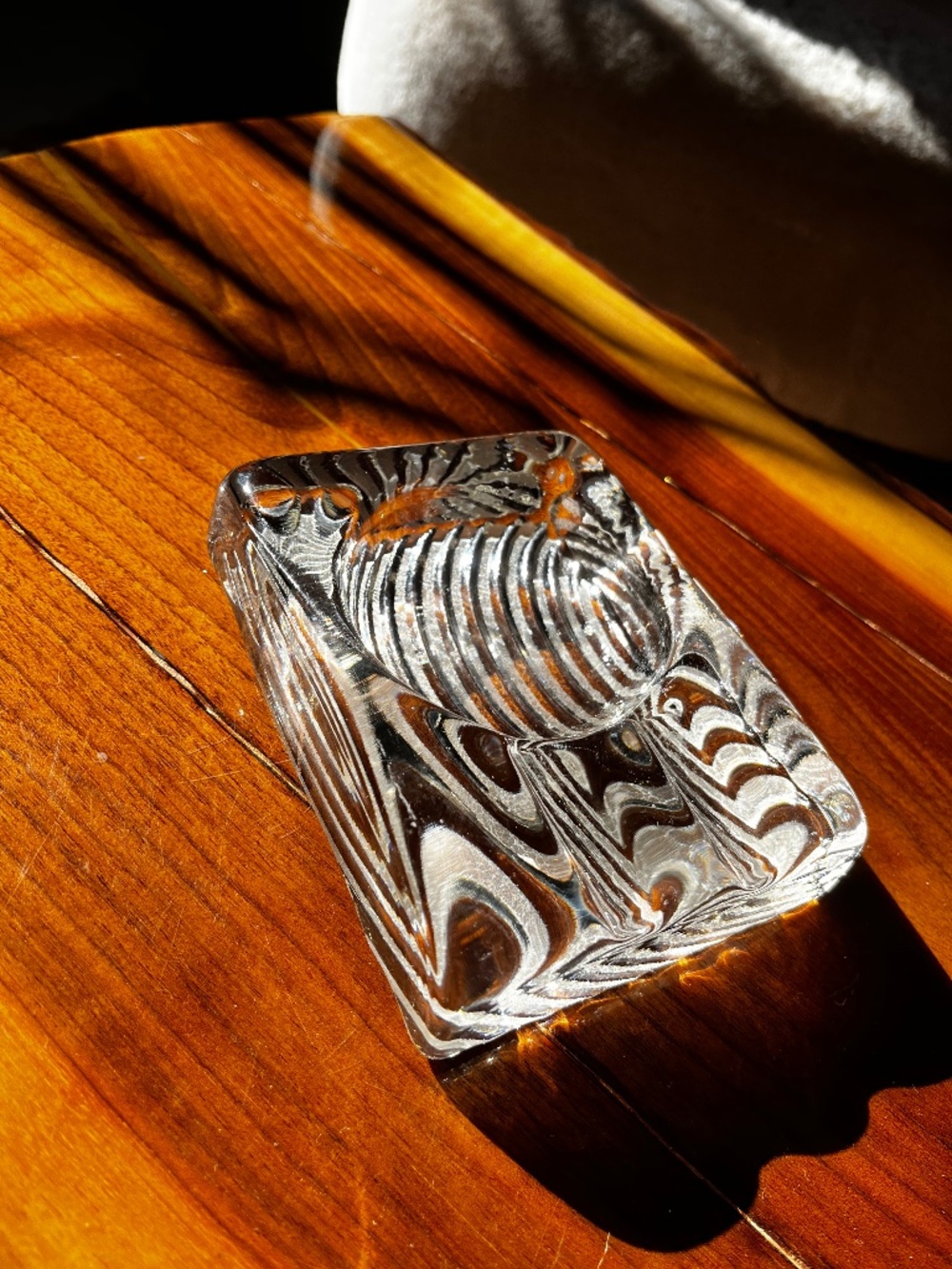 Vintage 70s MCM Glass Ice Block Modernist Ash Tray